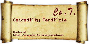 Csicsáky Terézia névjegykártya
